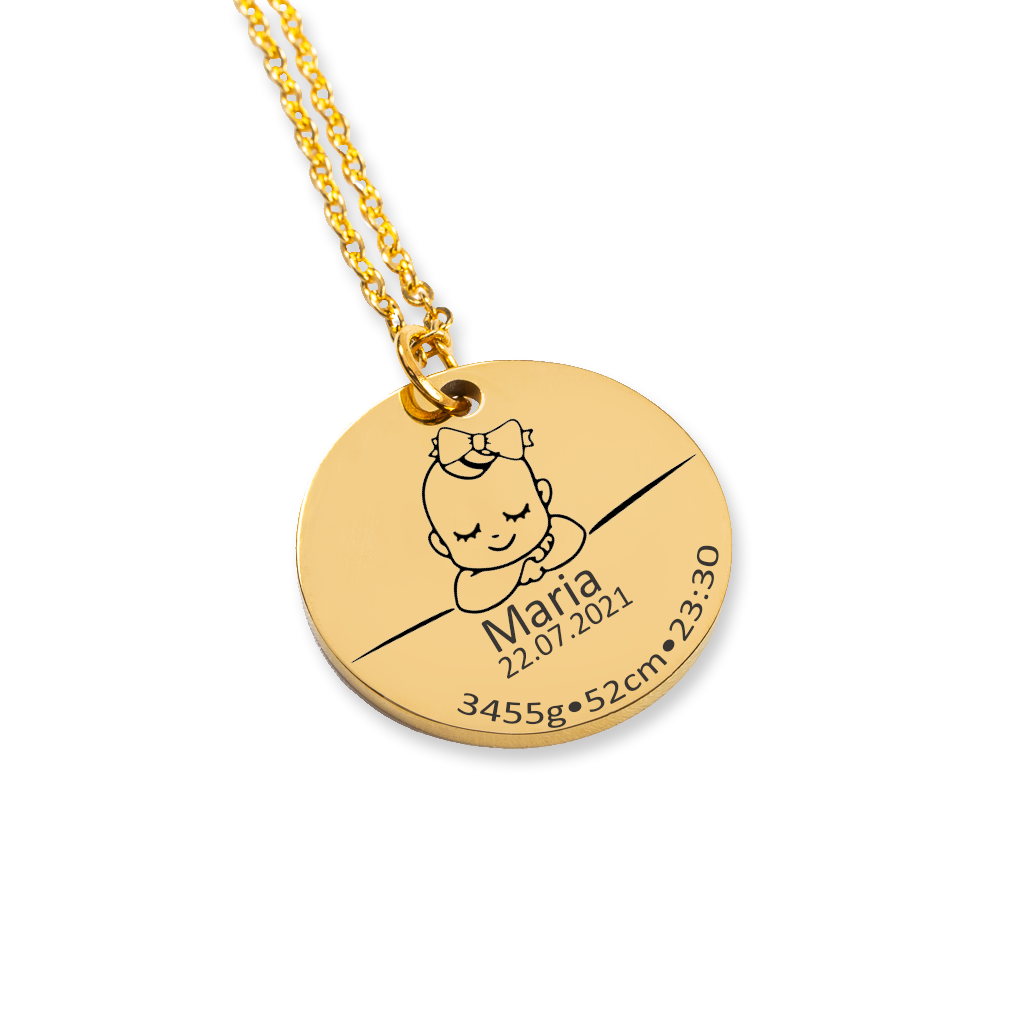 Personalized Baby Birth Details Necklace
