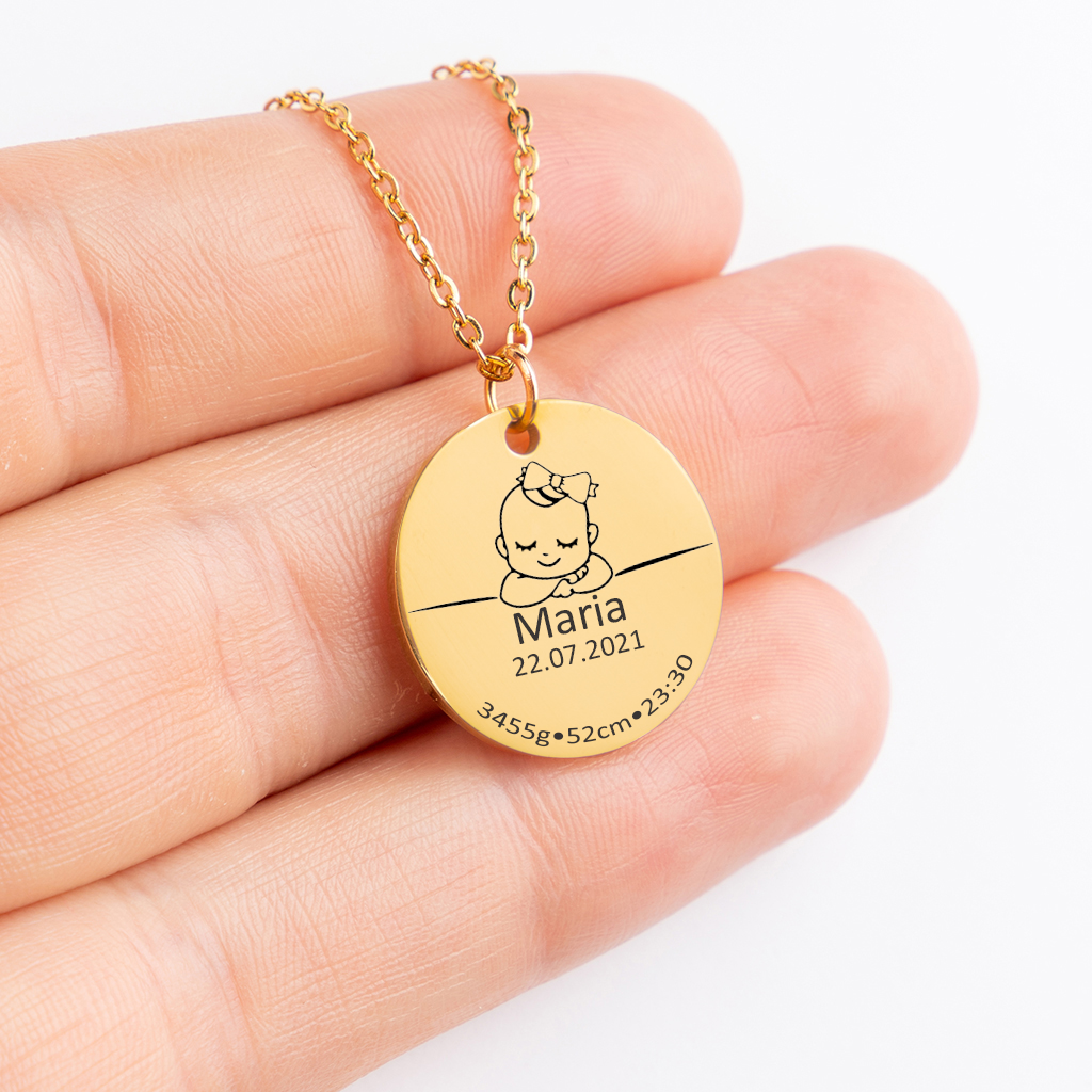 Personalized Baby Birth Details Necklace