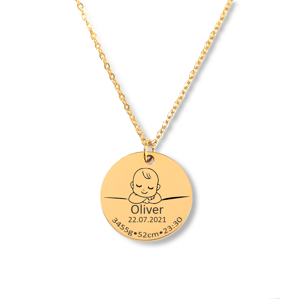 Personalized Baby Birth Details Necklace
