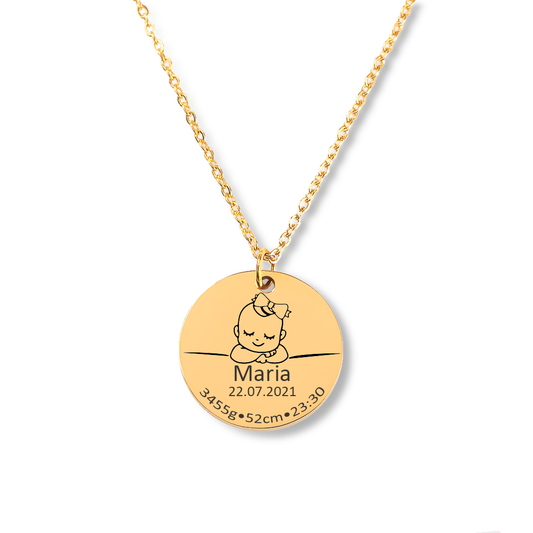 Collar Personalizado con Detalles del Nacimiento del Bebé